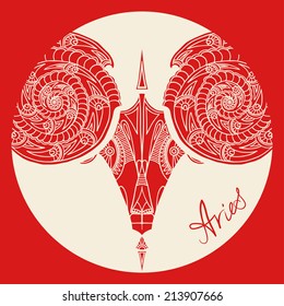 2015 Year of the Aries. Vector ethnic style illustration