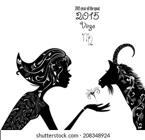 2015 year of the beautiful goat and Zodiac sign virgo. fashion girl