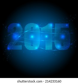 2015 Year with Blue Abstract Background. Blue Lights, Lights Effect Background.  Vector Illustration.