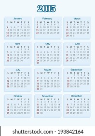2015 year calendar