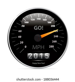 2015 year Calendar speedometer car. Vector illustration