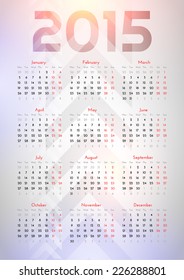 2015 year calendar. Vector eps10.