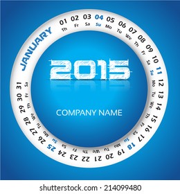 2015 Year Circular Calendar For Business Wall Calendar And Business Card. January