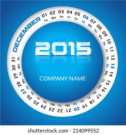 2015 Year Circular Calendar For Business Wall Calendar And Business Card. December