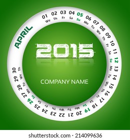 2015 Year Circular Calendar For Business Wall Calendar And Business Card. April