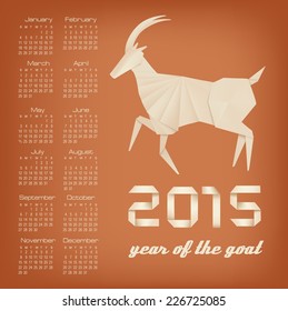 2015 year of the goat calendar. Vector. 