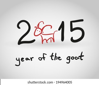 2015 year hand drawn background with a goat (symbol of 2015 year). Vector eps10. 