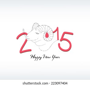 2015 year hand drawn background with a goat