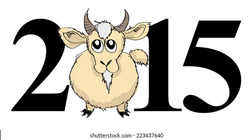2015 year hand drawn background with a goat 