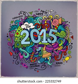 2015 year hand lettering and doodles elements background. Vector illustration