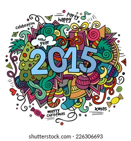 2015 year hand lettering and doodles elements background. Vector illustration