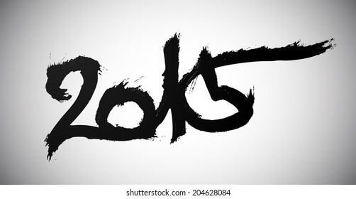 2015 year ink drawn background. Vector eps10