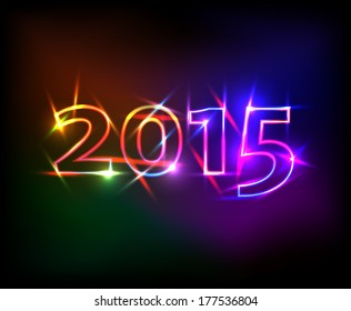 2015 year made of colored neon effect.