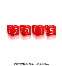 2015 year numbers on red cubes. Illustration isolated on white background