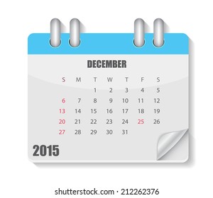 2015 Year One Month Calendar Vector Illustration