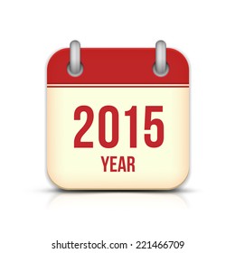 2015 Year tear-off calendar page square vector icon with reflection and shadow isolated on white background. Reminder symbol for important event or date