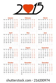 2015 year vector calendar