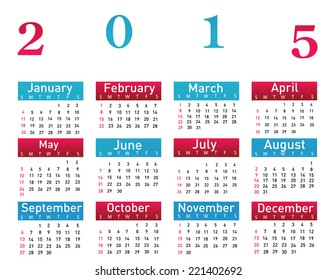 2015 year vector calendar