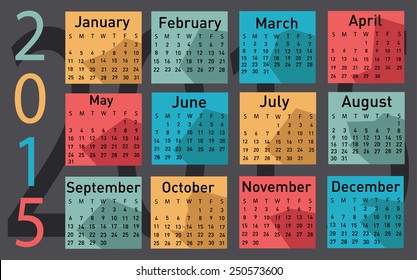 2015 year vector calendar