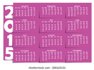 2015 year vector calendar for business wall calendar