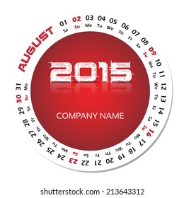 2015 year vector calendar for business wall calendar and business card. August