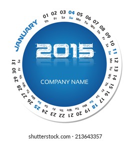 2015 year vector calendar for business wall calendar and business card. January