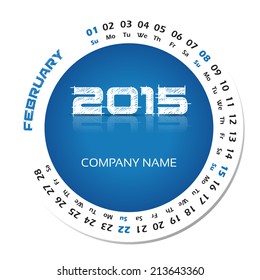 2015 year vector calendar for business wall calendar and business card. February