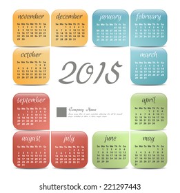 2015 year vector calendar for business wall calendar