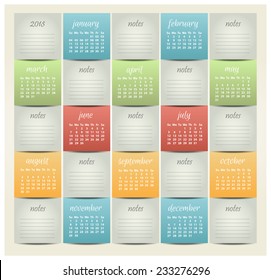 2015 year vector calendar for business wall calendar