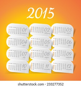 2015 year vector yellow calendar for business wall calendar