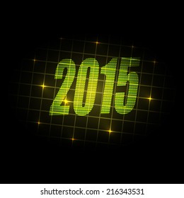 2015 Year with Yellow Green Abstract Background. Yellow Lights Background. Vector Illustration.