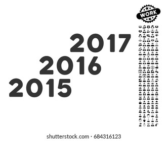 From 2016 To 2017 Years icon with black bonus people pictograph collection. From 2016 To 2017 Years vector illustration style is a flat gray iconic symbol for web design, app user interfaces.