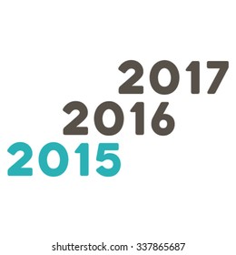 From 2016 To 2017 Years vector icon. Style is bicolor flat symbol, grey and cyan colors, rounded angles, white background.