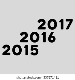 From 2016 To 2017 Years vector icon. Style is flat symbol, black color, rounded angles, light gray background.