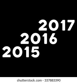From 2016 To 2017 Years vector icon. Style is flat symbol, white color, rounded angles, black background.