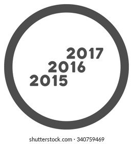 From 2016 To 2017 Years vector icon. Style is flat circled symbol, gray color, rounded angles, white background.