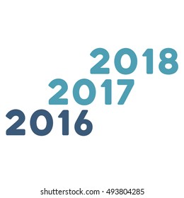 From 2016 to 2018 Years vector pictograph. Style is flat graphic symbol, cyan and blue colors, white background.