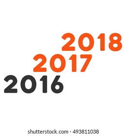 From 2016 to 2018 Years vector pictograph. Style is flat graphic symbol, orange and gray colors, white background.