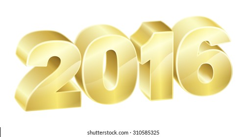 2016 in 3D gold text. New Years concept or relating to anything exciting in 2016.