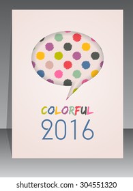 2016 agenda cover design with speech bubble