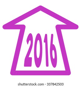 2016 Ahead Arrow vector icon. Style is flat symbol, violet color, rounded angles, white background.