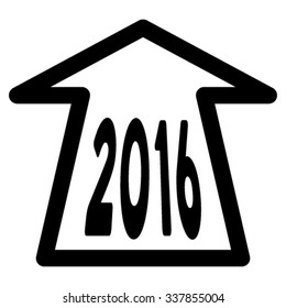 2016 Ahead Arrow vector icon. Style is flat symbol, black color, rounded angles, white background.