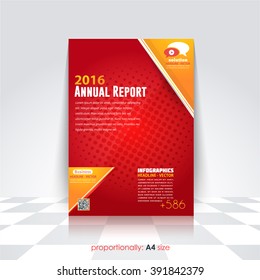 2016 Annual Report, Business A4 Background Design. Vector Flyer, Brochure, Catalog, Cover Template