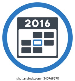 2016 Appointment Day vector icon. Style is bicolor flat circled symbol, smooth blue colors, rounded angles, white background.