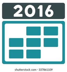 2016 Appointment Grid vector icon. Style is bicolor flat symbol, soft blue colors, rounded angles, white background.
