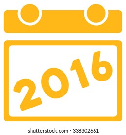 2016 Appointment vector icon. Style is flat symbol, yellow color, rounded angles, white background.