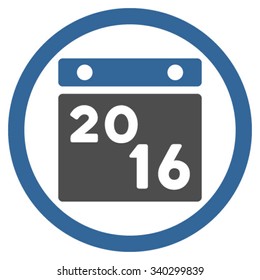 2016 Appointment vector icon. Style is bicolor flat circled symbol, cobalt and gray colors, rounded angles, white background.