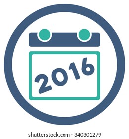 2016 Appointment vector icon. Style is bicolor flat circled symbol, cobalt and cyan colors, rounded angles, white background.