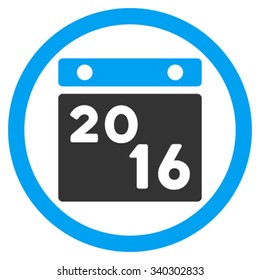 2016 Appointment vector icon. Style is bicolor flat circled symbol, blue and gray colors, rounded angles, white background.