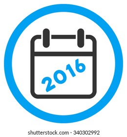 2016 Appointment vector icon. Style is bicolor flat circled symbol, blue and gray colors, rounded angles, white background.